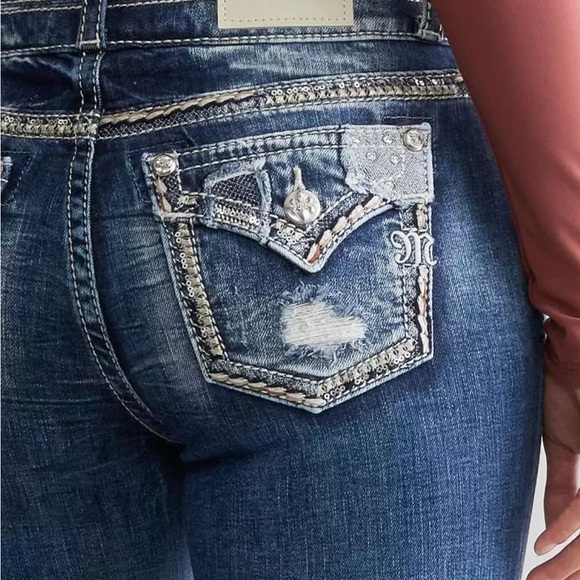 Miss Me Women's Curvy Straight Blue Jeans - Picture 4 of 8